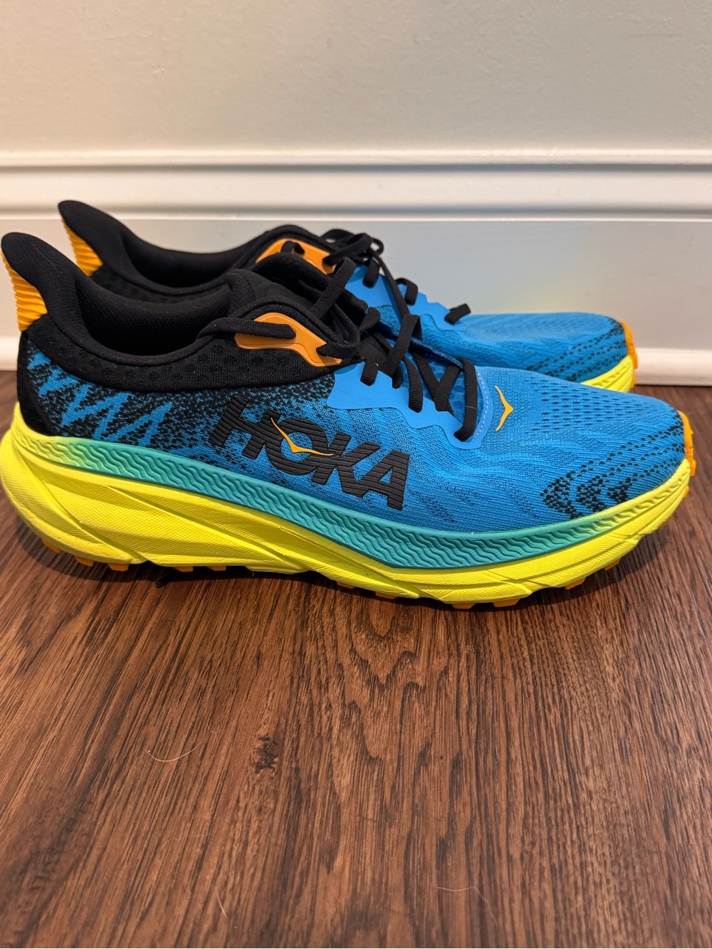 Hoka Men's  Blue & Yellow Athletic Sneakers with Black Accents